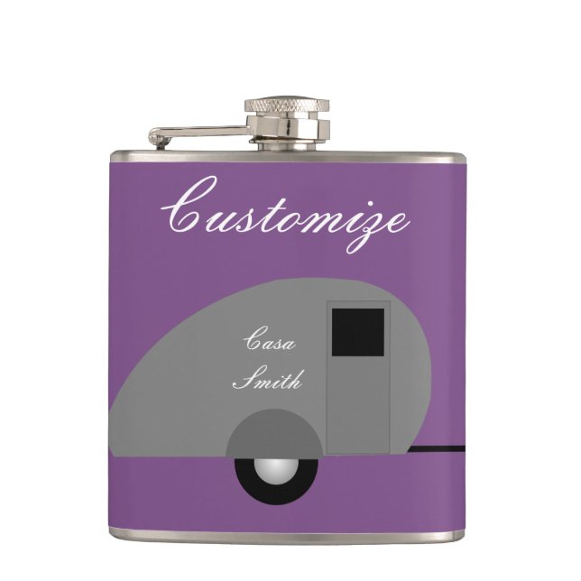 Tiny Teardrop Trailer Thunder_Cove Hip Flask (Front)