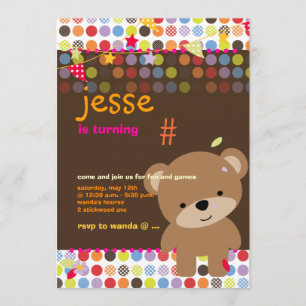 Tiny Teddy Bear Personalized Party Invitation