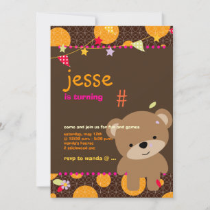Tiny Teddy Bear Personalized Party Invitation