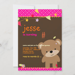 Tiny Teddy Bear Personalized Party Invitation