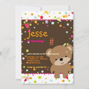 Tiny Teddy Bear Personalized Party Invitation