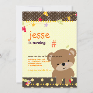 Tiny Teddy Bear Personalized Party Invitation