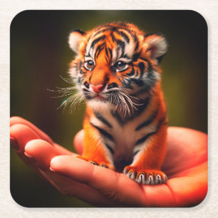 Tiny Tiger Square Paper Coaster