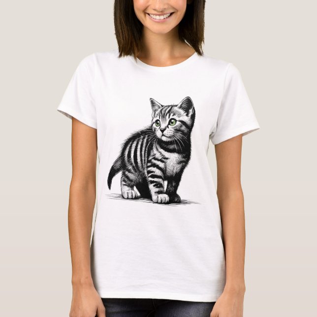 Tiny Tiger - Whiskered Wonder Illustration T-Shirt (Front)