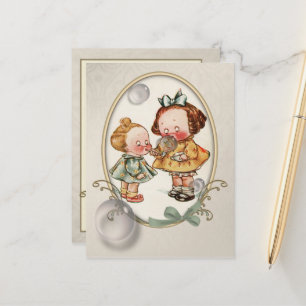 Tiny Toddlers Vintage Illustration Postcard
