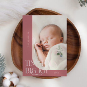 Tiny Toes Big Joy Pink Photo Birth Announcement
