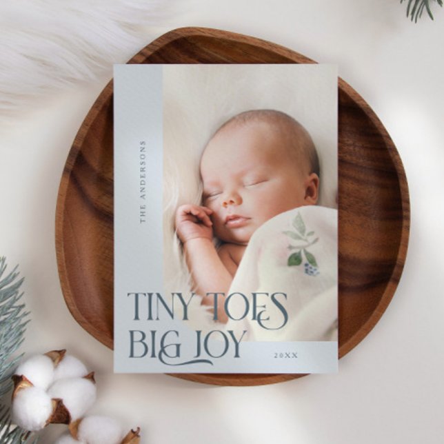 Tiny Toes Big Joy Slate Photo Birth Announcement (Creator Uploaded)