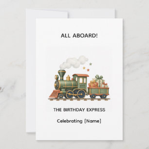 Tiny Tracks Train Birthday Invitation