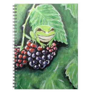 Tiny Tree Frog on a Blackberry Painting Notebook