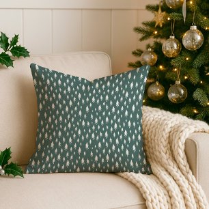 Tiny Trees Spruce Green Holiday Throw Pillow