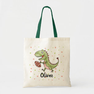 Tiny Trex Playing Football Personalized Tote Bag