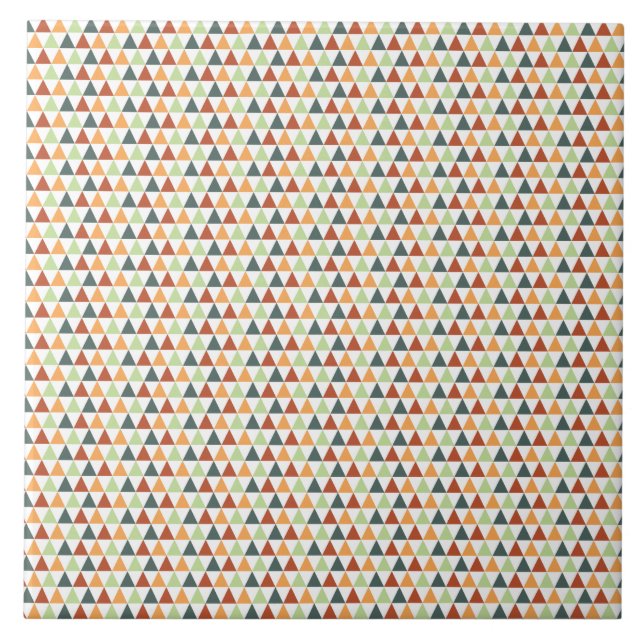 Tiny Triangles Multicolored Fall Geometric Pattern Tile (Front)