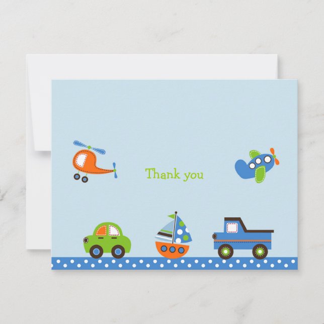 Tiny Trips Transport Merci Cartes De Notes (Devant)
