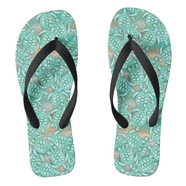 Tiny Turtles Sea and Sand ID696 Flip Flops (Footbed)