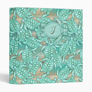 Tiny Turtles Sea and Sand Monogram ID696 Binder