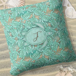 Tiny Turtles Sea and Sand Monogram ID696 Throw Pillow<br><div class="desc">Hundreds of tiny baby turtles clamour over each other in this adorable throw pillow pattern in shades of turquoise blue,  sea and sand. Search ID696 to see other colour options and products with this design.</div>