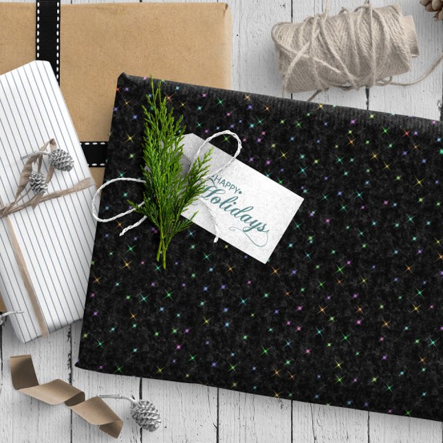 Tiny Twinkling Stars on Black ID878 Wrapping Paper (Creator Uploaded)