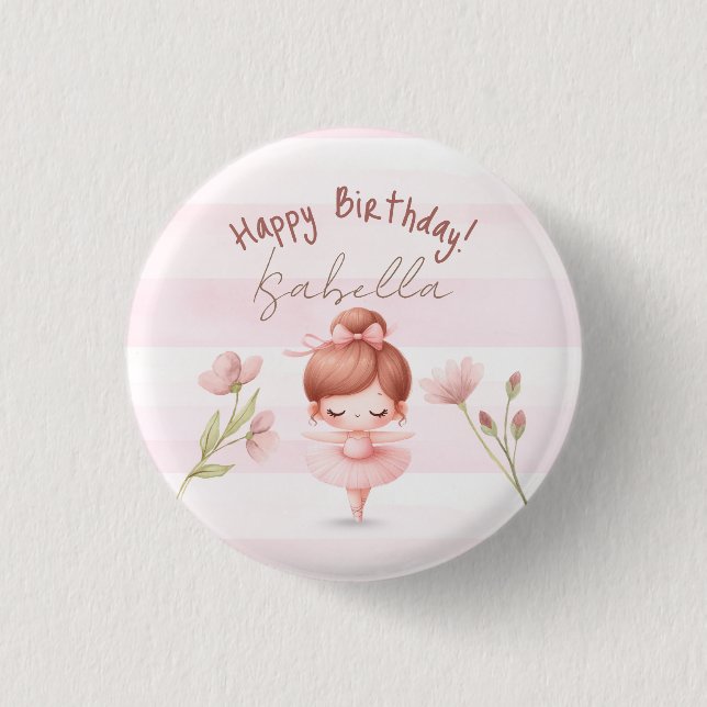 Tiny Twirls – Ballerina  1 Inch Round Button (Front)