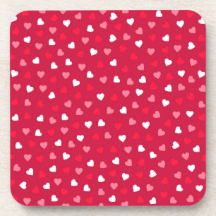 Tiny Valentine Hearts in Red White Pink Coaster