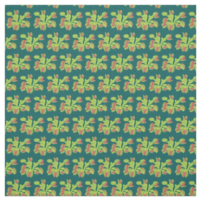 Tiny Venus Flytraps Floral Pattern Fabric (Swatch)