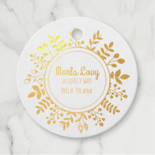 TINY VINES Circular Return Address Gold Foil Stamp Favour Tags