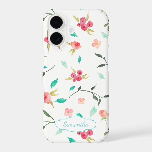 Tiny Watercolor Floral Pattern with Name (Back)