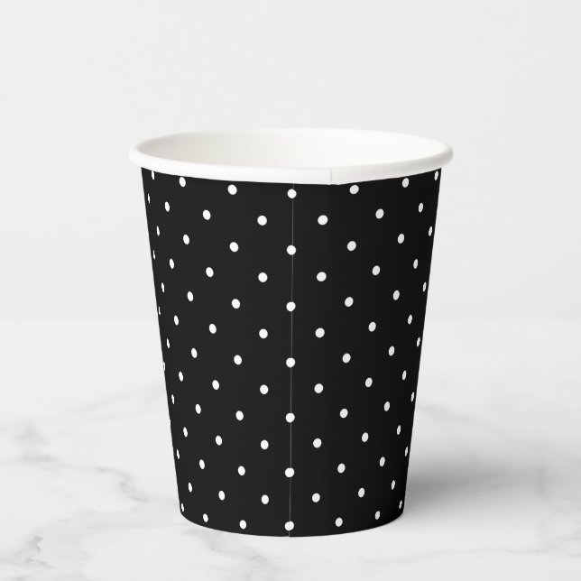 Tiny White Dots on Black Paper Cups (Right)