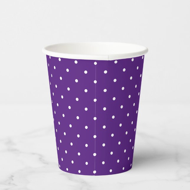 Tiny White Dots on Purple Paper Cups (Right)