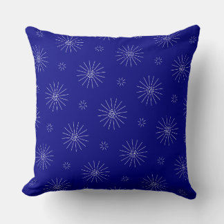 Tiny white flowers on navy blue  throw pillow
