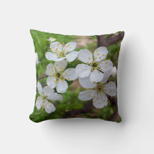 tiny white flowers throw pillow