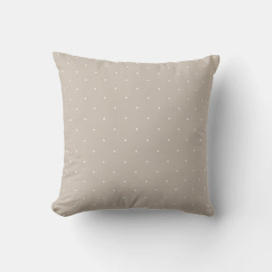 Tiny White Polka Dots On Cool Beige Greige Throw Pillow