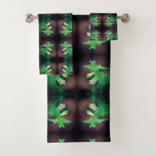 Tiny White Wildflower Close Up Abstract Bath Towel Set