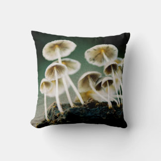 Tiny wild mushrooms throw pillow