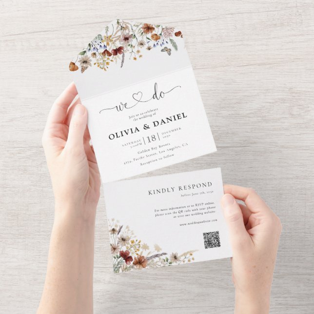 Tiny Wildflower All in One Wedding Invite (Tearaway)