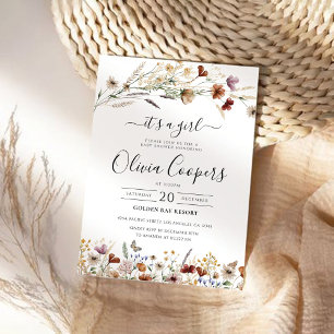 Tiny Wildflower Baby Shower Invitation