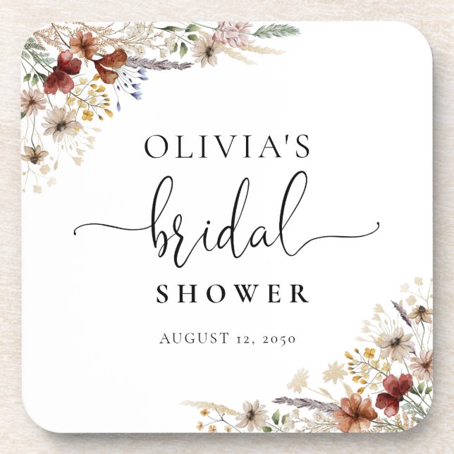 Tiny Wildflower Bridal Shower Coaster (Front)