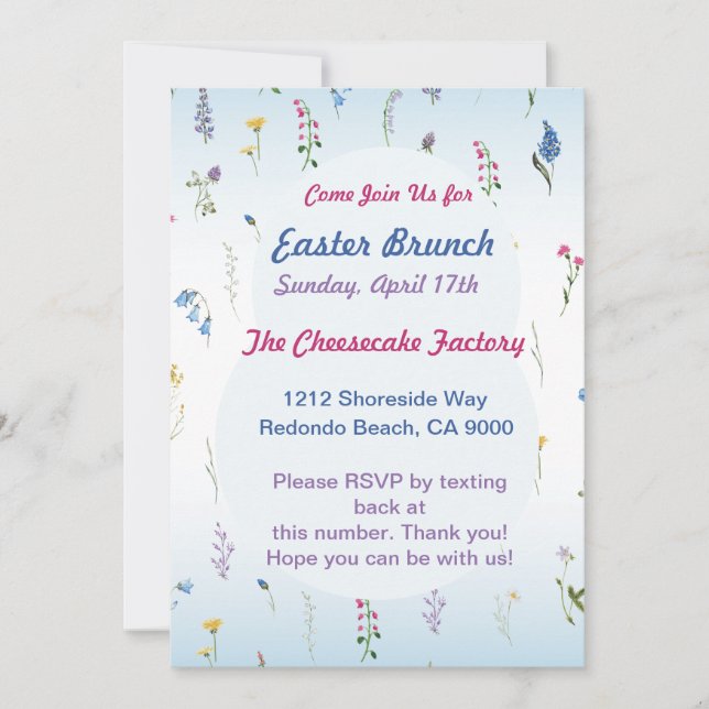 Tiny Wildflower Easter E-Vite – Customizable Invit Invitation (Front)