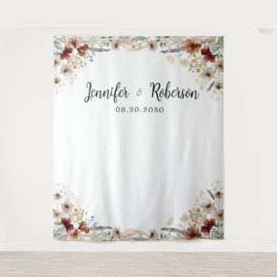 Tiny Wildflower Wedding Backdrops Tapestry