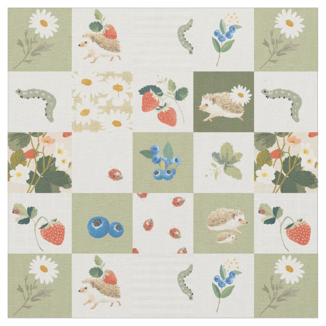 Tiny Wings in summer Garden nursery quilt Fabric (Close Up)