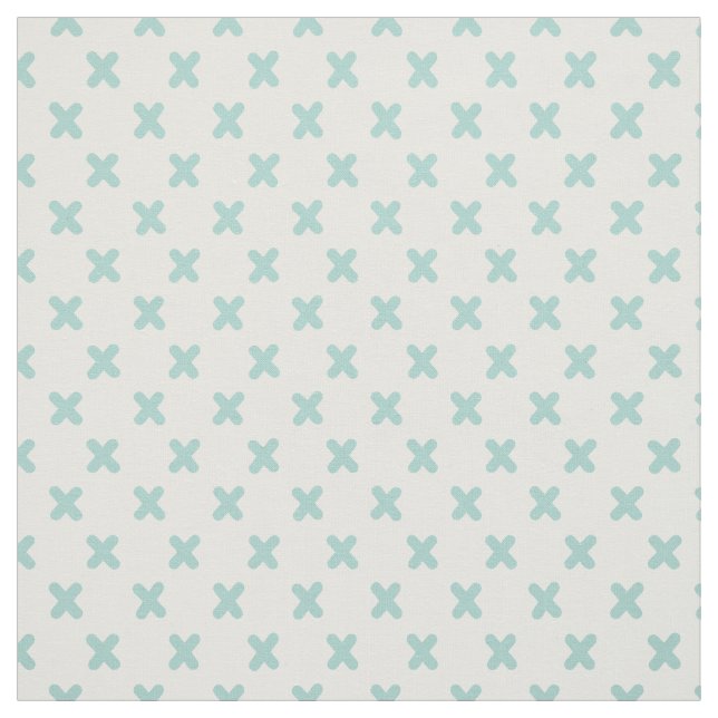 Tiny Xs Mint Green on White Fabric (Swatch)