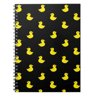 Tiny Yellow Duck on Black Background Notebook