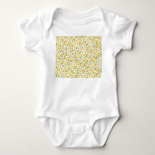 Tiny Yellow Flowers: Watercolor Seamless. Baby Bodysuit