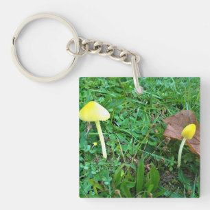 Tiny Yellow Mushrooms Keychain