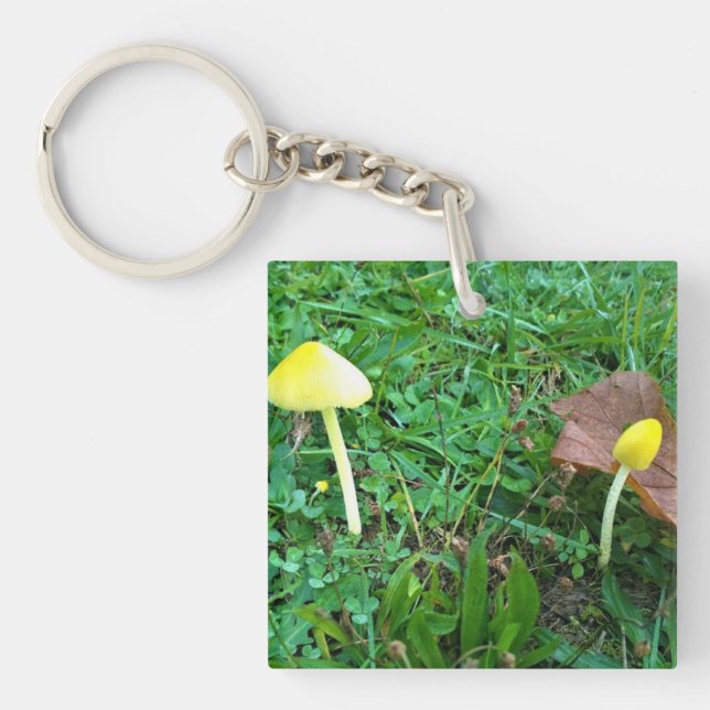 Tiny Yellow Mushrooms Keychain (Front)