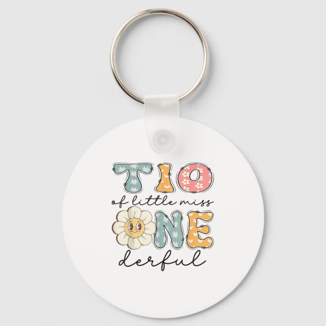 Tio Of Little Miss Onederful 1st Birthday Girl Dai Keychain (Front)