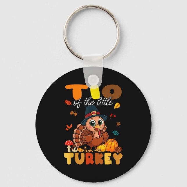 Tio Of The Little Turkey Thanksgiving Baby Shower  Keychain (Front)