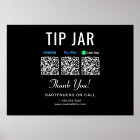 Tip Jar Venmo Paypal Cashapp QR Codes Black Sign