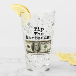 TIP THE BARTENDER PINT, TALL COCKTAIL GLASS