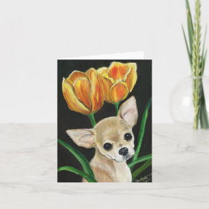 "Tip Toeing Thru The Tulips" Chihuahua Notecard