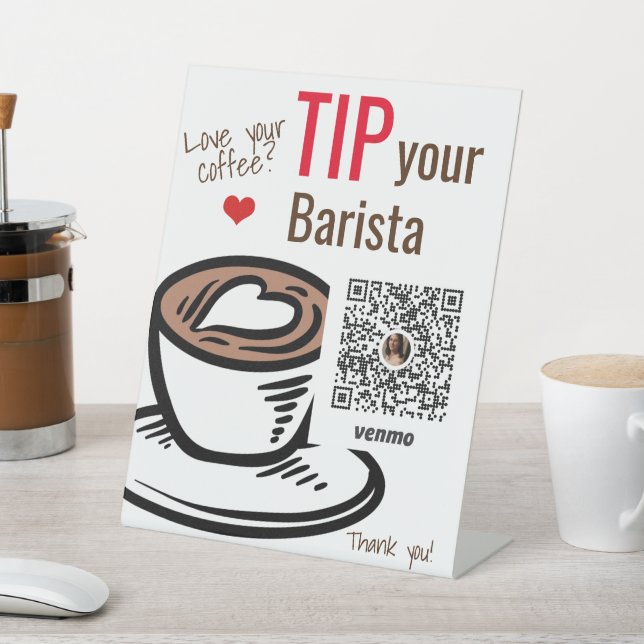 Tip Your Coffee Barista Pedestal Sign (In SItu)